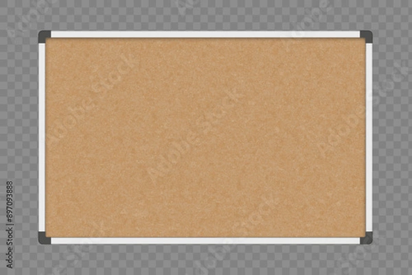 Obraz Office cork bulletin board template for business. Mockup isolated on a transparent background. Vector illustration