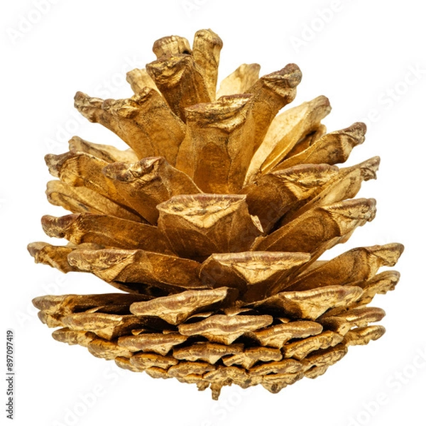 Obraz A gold pine cone Christmas ornament on transparent