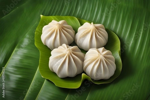 Obraz modak on banana leaf 