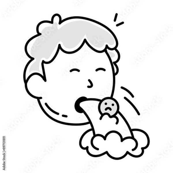 Obraz Man vomiting sadness, doodle icon 

