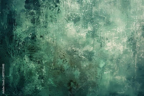 Fototapeta Abstract background wallpaper, Dark green watercolor texture with black swirls, in the style of a matte paper background. Banner abstract background of green emerald marble surface.