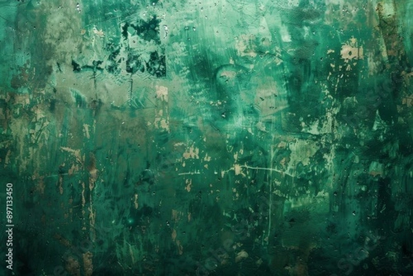 Fototapeta Abstract background wallpaper, Dark green watercolor texture with black swirls, in the style of a matte paper background. Banner abstract background of green emerald marble surface.