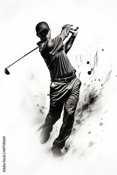 Fototapeta Artistic Golf Swing with Splatter Effect