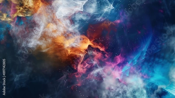 Fototapeta flowing digital pixel cloud in space texture, Flowing Digital pixel Cloud in space texture
