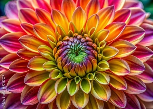 Obraz Vibrant macro flower bursts with vivid colors, intricate patterns, and delicate textures, showcasing nature's beauty through exquisite detail captured with a powerful super zoom lens.