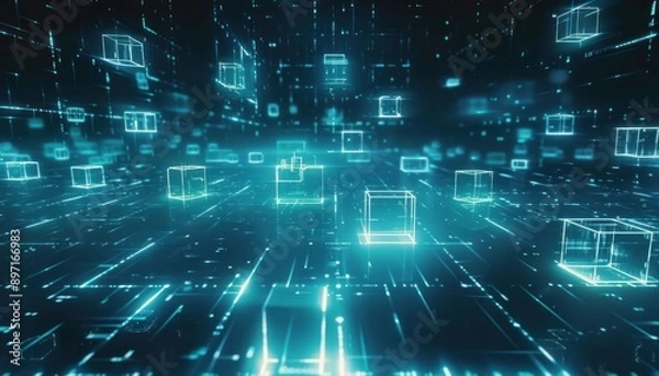 Fototapeta The squares are arranged in a way that creates a sense of depth and movement