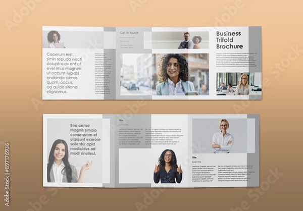 Fototapeta Colorful Geometric and Abstract Tri-Fold Brochure Layout