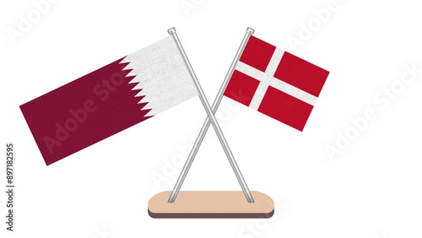 Fototapeta Denmark Qatar Flag