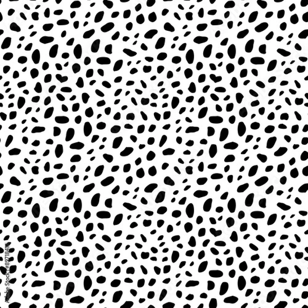Fototapeta Abstract animal skin background. Black and white spots texture. Seamless dots pattern