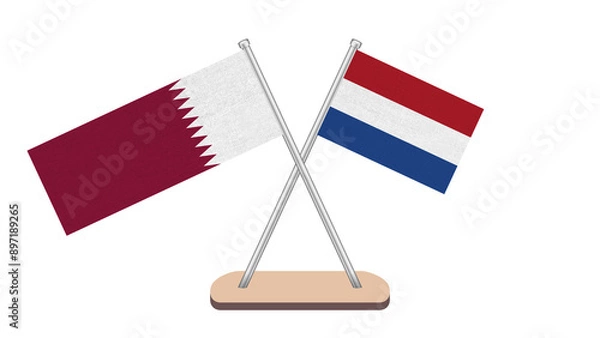 Fototapeta Netherlands Qatar Flag