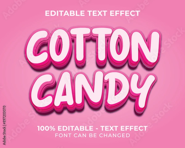 Obraz Editable text effect cotton candy 3D text effect with pink background