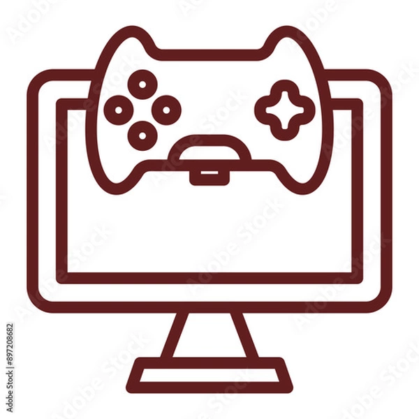 Obraz Online Gaming Vector Line Maroon Icon Design