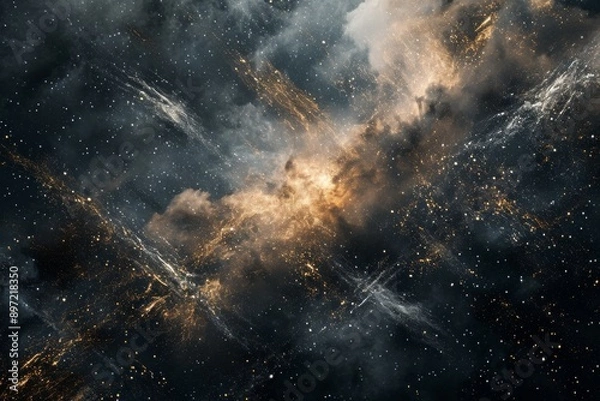 Fototapeta An image featuring numerous stars and an abundance of cosmic dust creating a captivating celestial scene, Futuristic and abstract version of the Milky Way, AI Generated