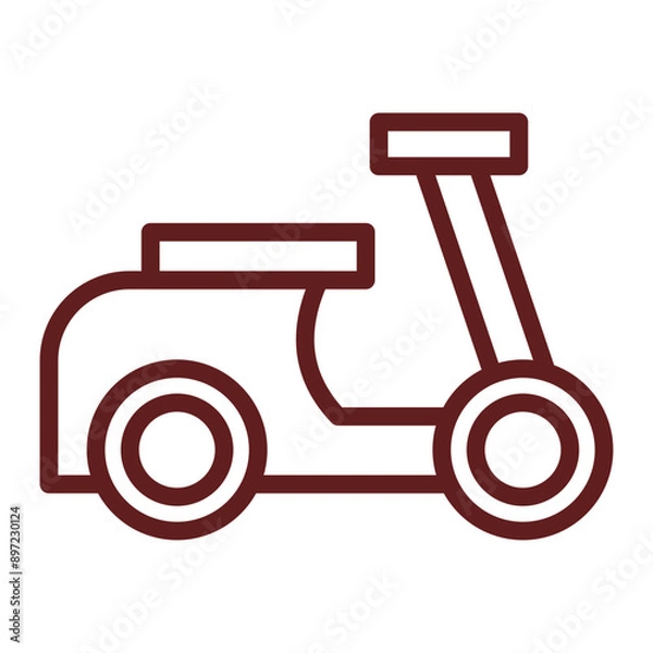 Fototapeta Scooter Vector Line Maroon Icon Design