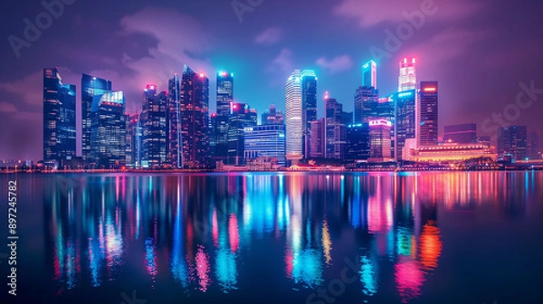 Fototapeta 夕暮れの美しい都市