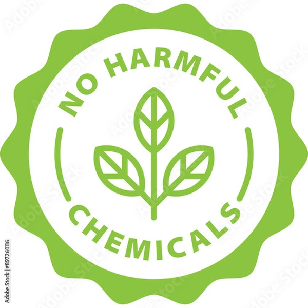 Fototapeta green no harmful chemicals outline icon round rounded circle badge stamp label isolated on transparent background