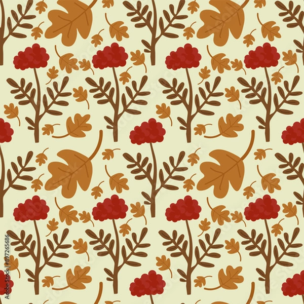 Fototapeta Autumn vector ilustration seamless patern.Great for textile,fabric,wrapping paper,and any print.