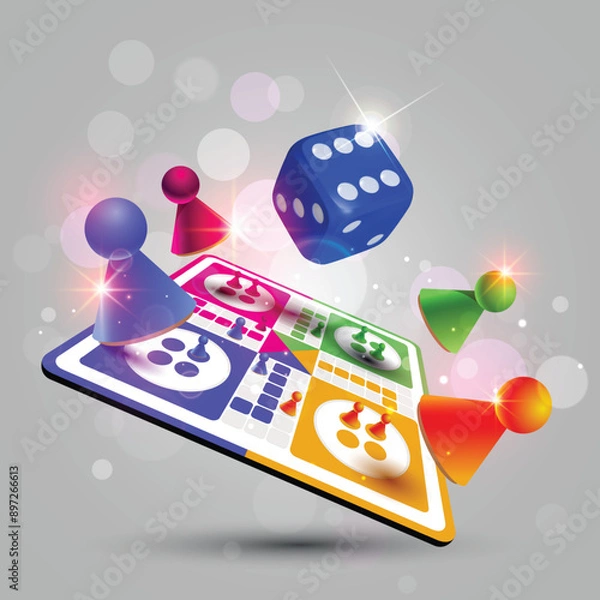 Obraz Playing Ludo board game, token, pegs Background