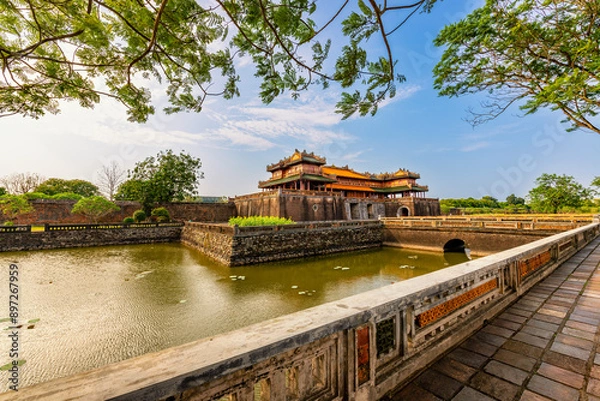 Obraz Imperial City with the Purple Forbidden City within the Citadel in Hue, Vietnam. Imperial Royal Palace of Nguyen dynasty in Hue.