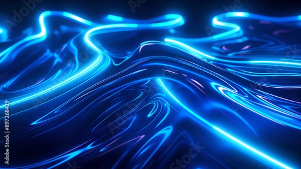 Fototapeta Glowing Blue Liquid Abstract Texture