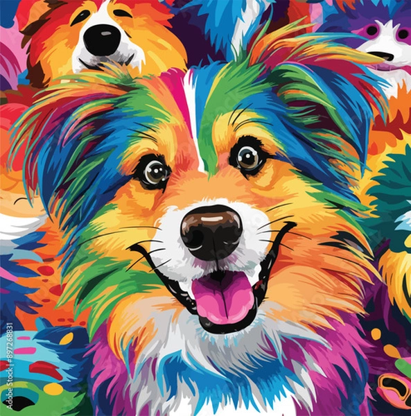 Obraz German shepherds colorful art vector photos illustration