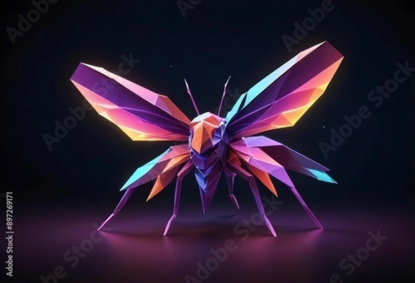 Fototapeta polygonal bee - generative ai