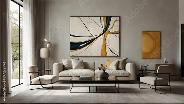 Fototapeta Abstract Art in Contemporary Interiors Featuring Bold Designs and Modern Aesthetics for Stylish Home Decor