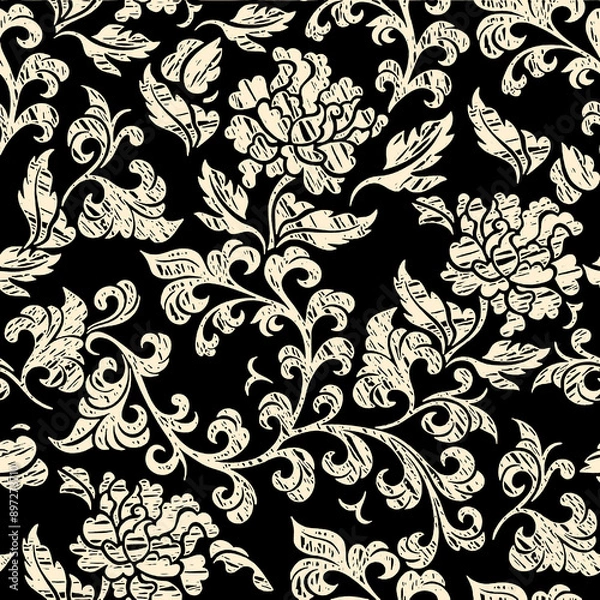 Obraz black and white seamless pattern