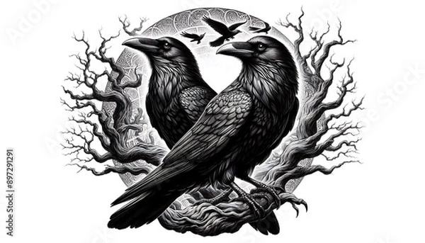 Fototapeta Hugin and Munin	