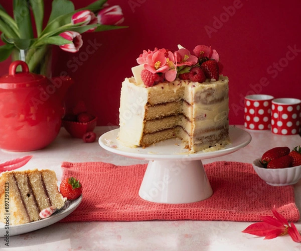 Fototapeta White Nude Cake