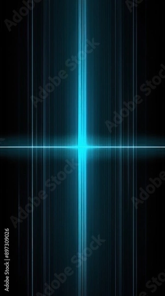 Obraz Bright teal and black vertical light burst in dark space artwork