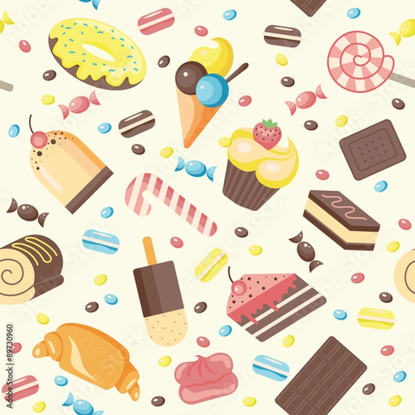 Fototapeta Vector pattern sweets