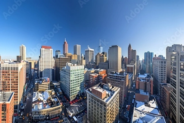 Fototapeta Aerial View of a Cityscape with Skyscrapers