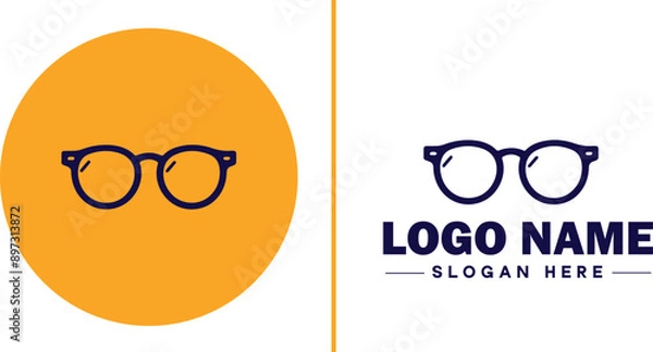 Obraz Eyewear brand icon Spectacle brand Eyeglass label Eyeglass maker flat logo sign symbol editable vector