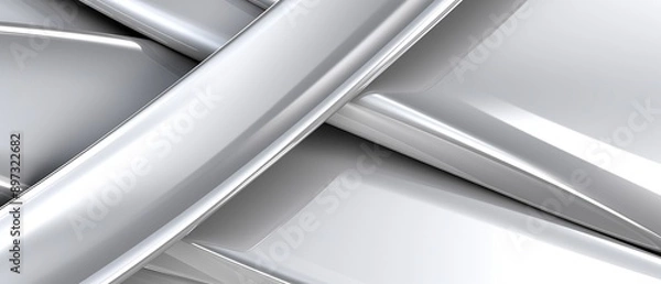 Fototapeta Abstract modern background with silver metallic shapes intersecting and overlapping