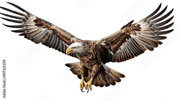 Fototapeta Bald Eagle Flying transparent background.