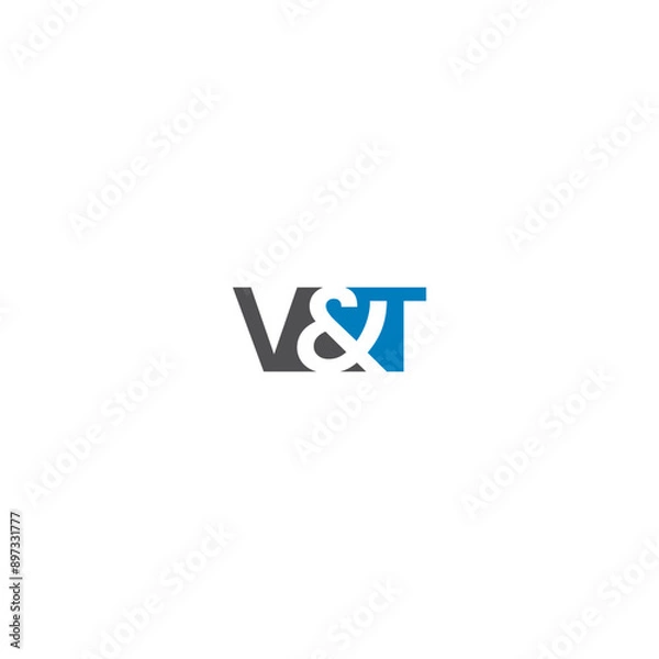 Fototapeta V&T logo vector with negative space. Initial letter logo, on white background