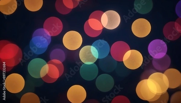 Fototapeta Defocused abstract colorful bokeh lights. illuminated and blurred background for festive decoration