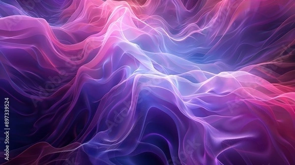 Obraz Holographic 3D Sound Waves Backdrop in Ethereal Dark Void with Striking Music Background