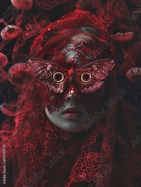 Fototapeta Haunting Oracle with a Luna Moth and Glowing Jellyfish