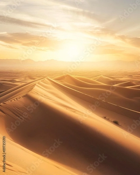 Fototapeta Stark Desert Dunes Under Harsh Midday Sun