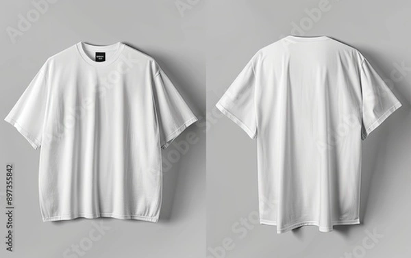 Fototapeta white oversize tshirt mock up, front and back mock up for an oversize white tshirt