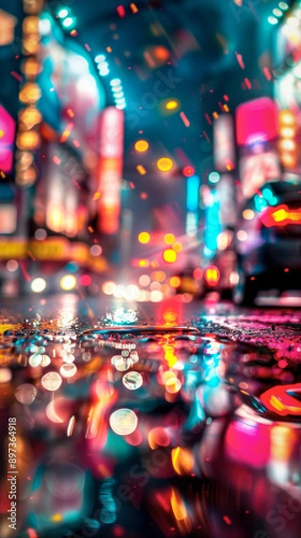 Obraz High-Tech Neon City Street View