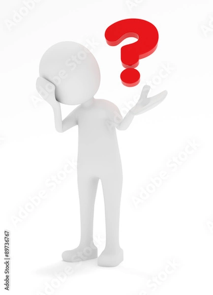 Obraz 3D Männchen mit Fragezeichen