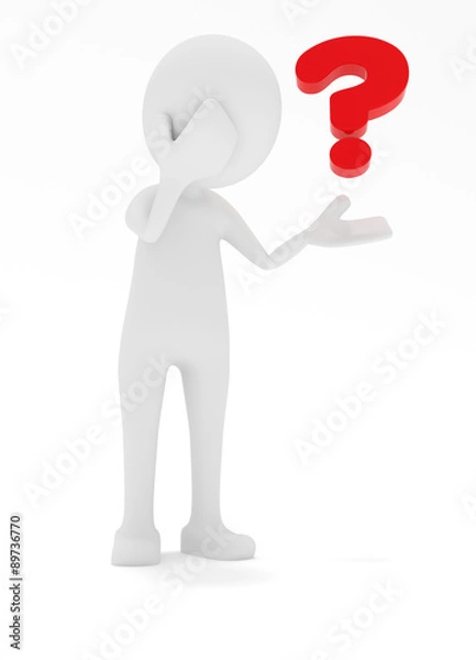 Obraz 3D Männchen mit Fragezeichen