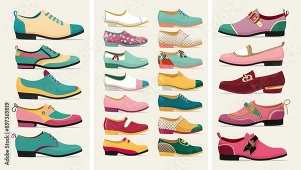 Obraz Vibrant flat vector shoe art
