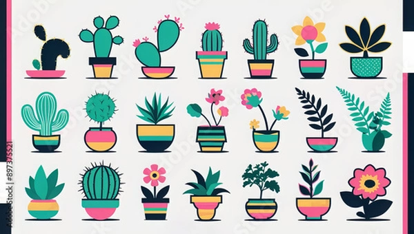 Fototapeta Variation flat vector plant art