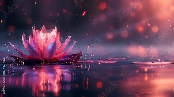 Fototapeta beautiful lotus flowers glowing with colorful colors