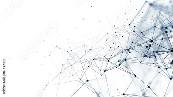 Fototapeta Minimalist network background with geometric shapes and lines representing data connections.