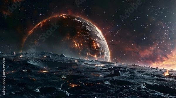 Fototapeta Vivid Celestial Landscape with Glowing Atmosphere 